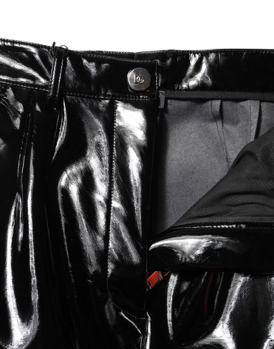 Black leather pants with zipper on side