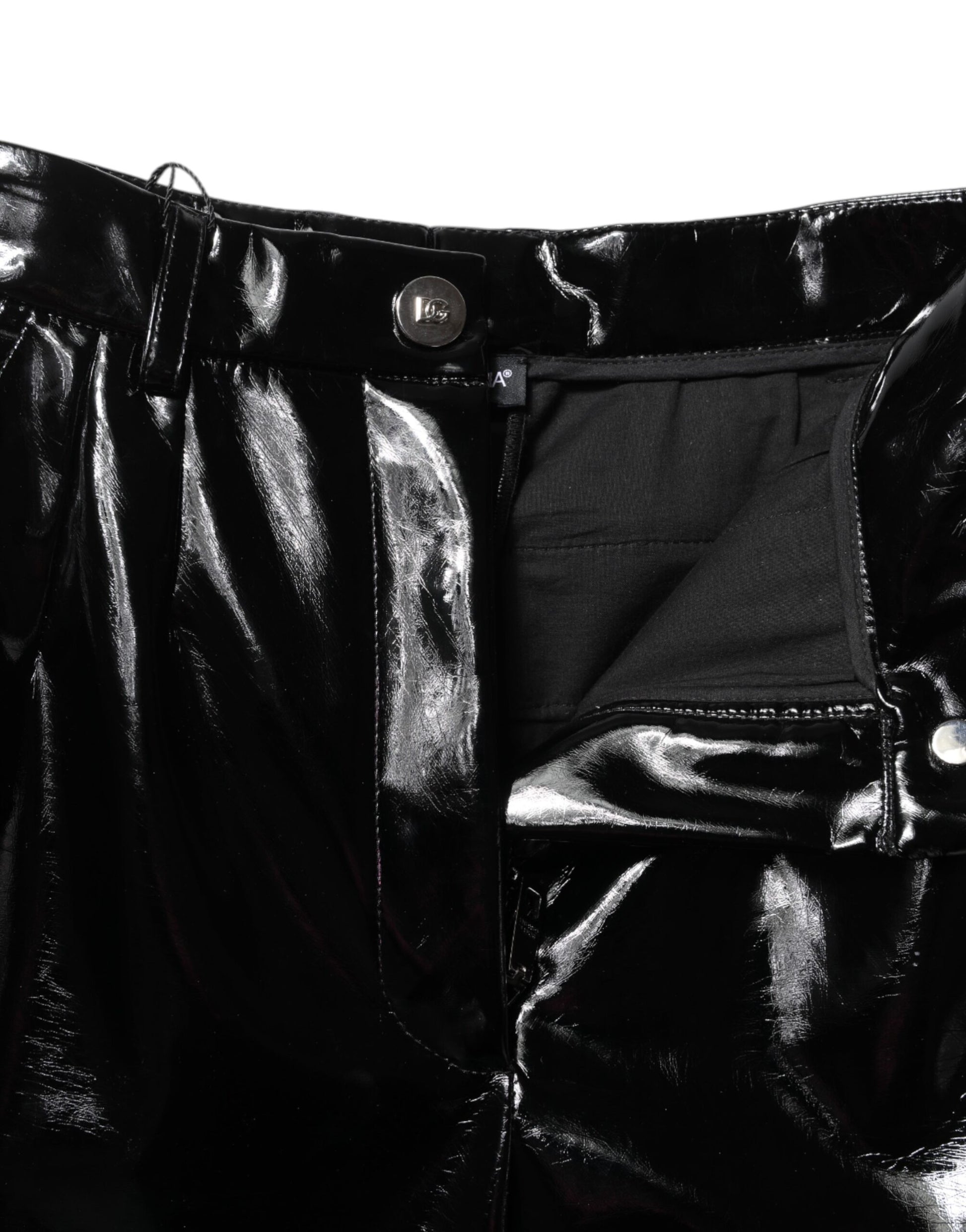 Black leather pants with zippered pockets