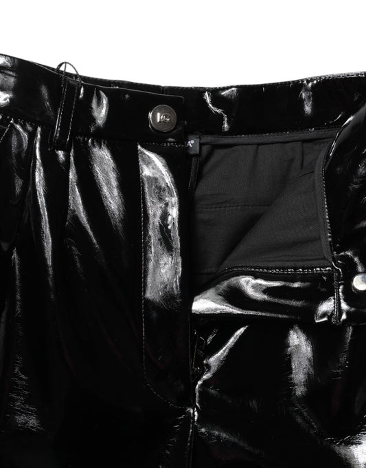 Black leather pants with zippered pockets