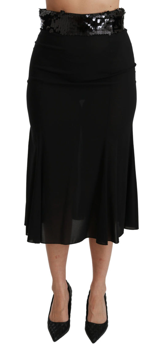 Black skirt with embellishments on waistband