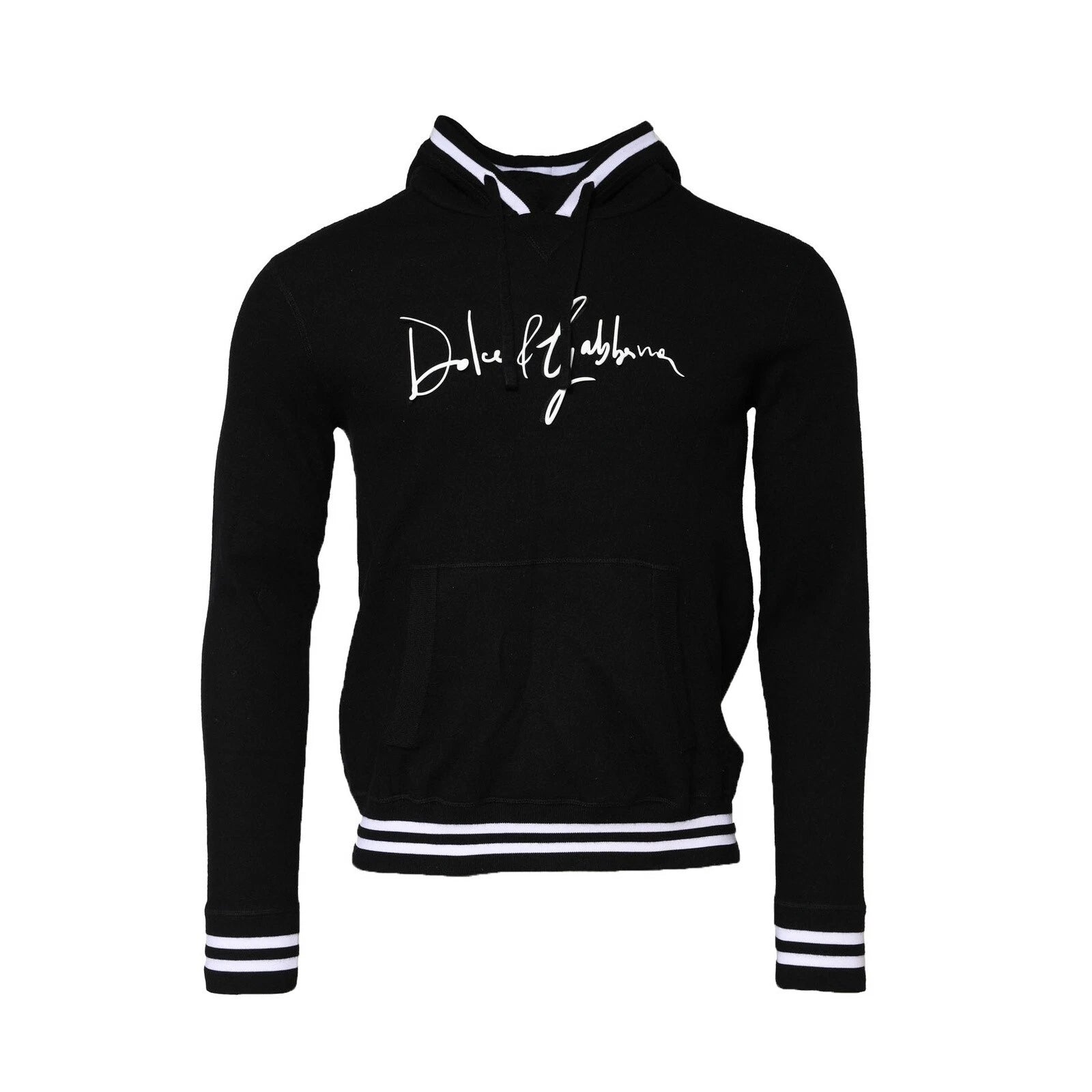 Black hoodie with white lettering