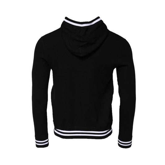 Black sweater with white stripe on neckline
