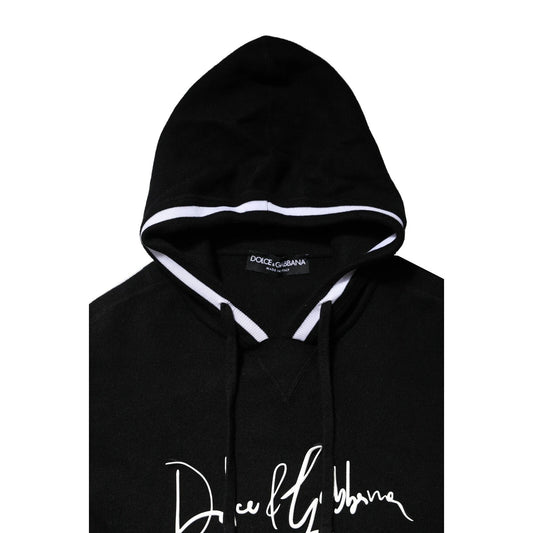 Black hoodie with white lettering on front