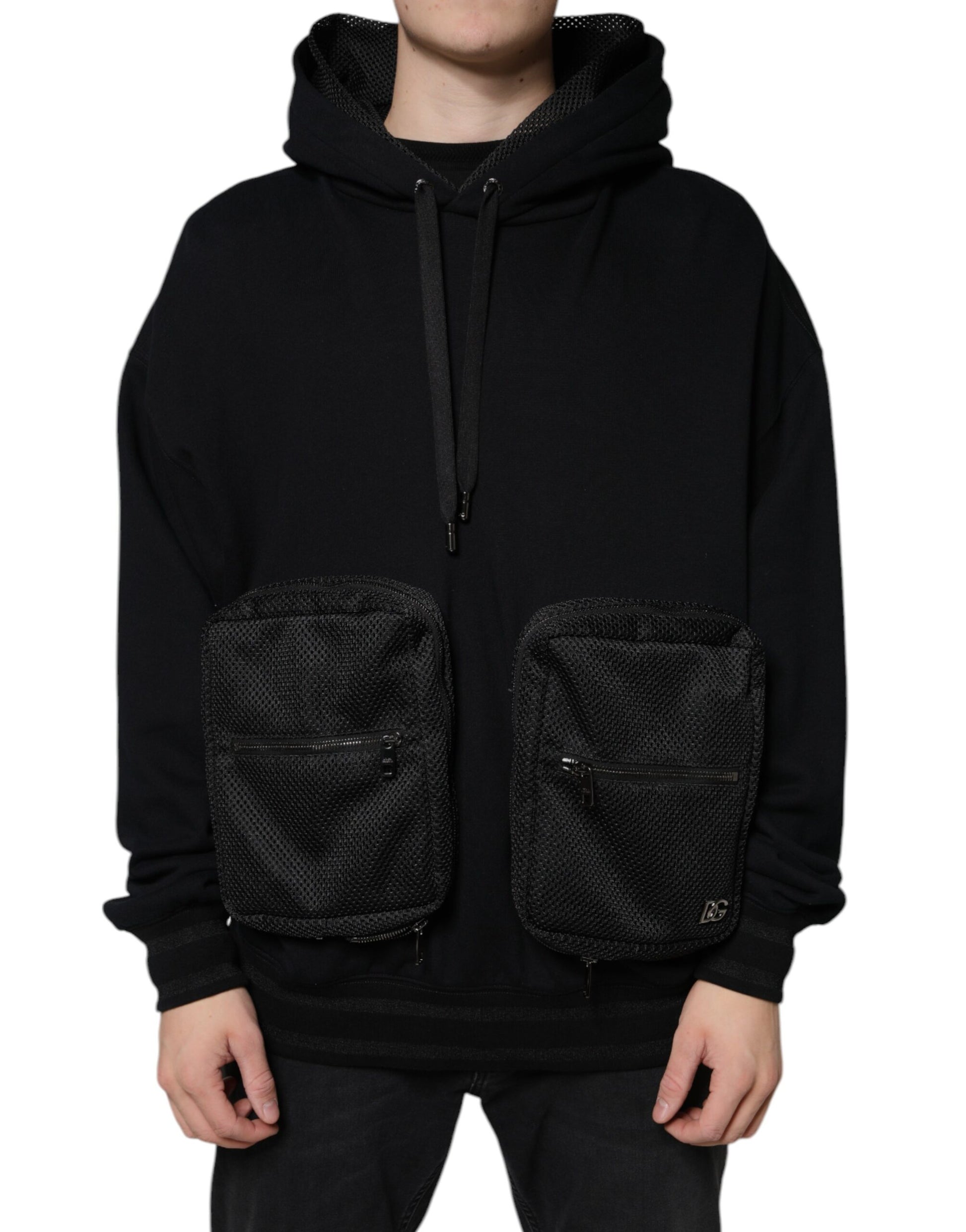Black hoodie with two pockets on front