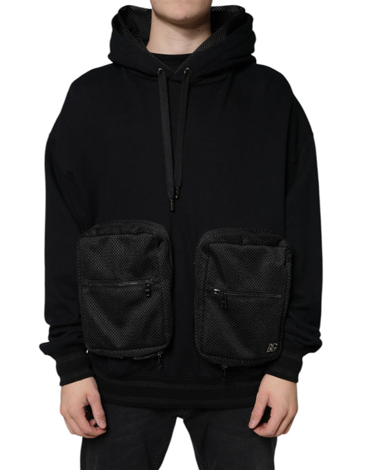 Black hoodie with two pockets on front