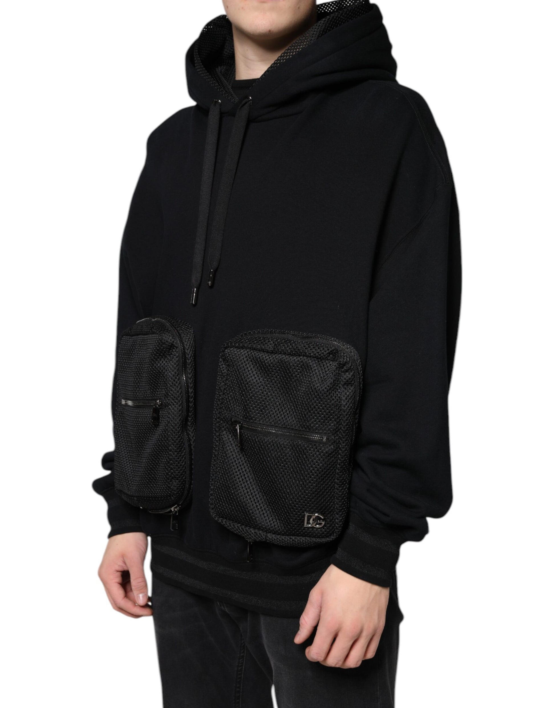 Black hoodie with pockets on sides