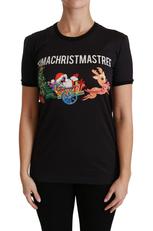Black t-shirt with graphic design featuring cartoon characters