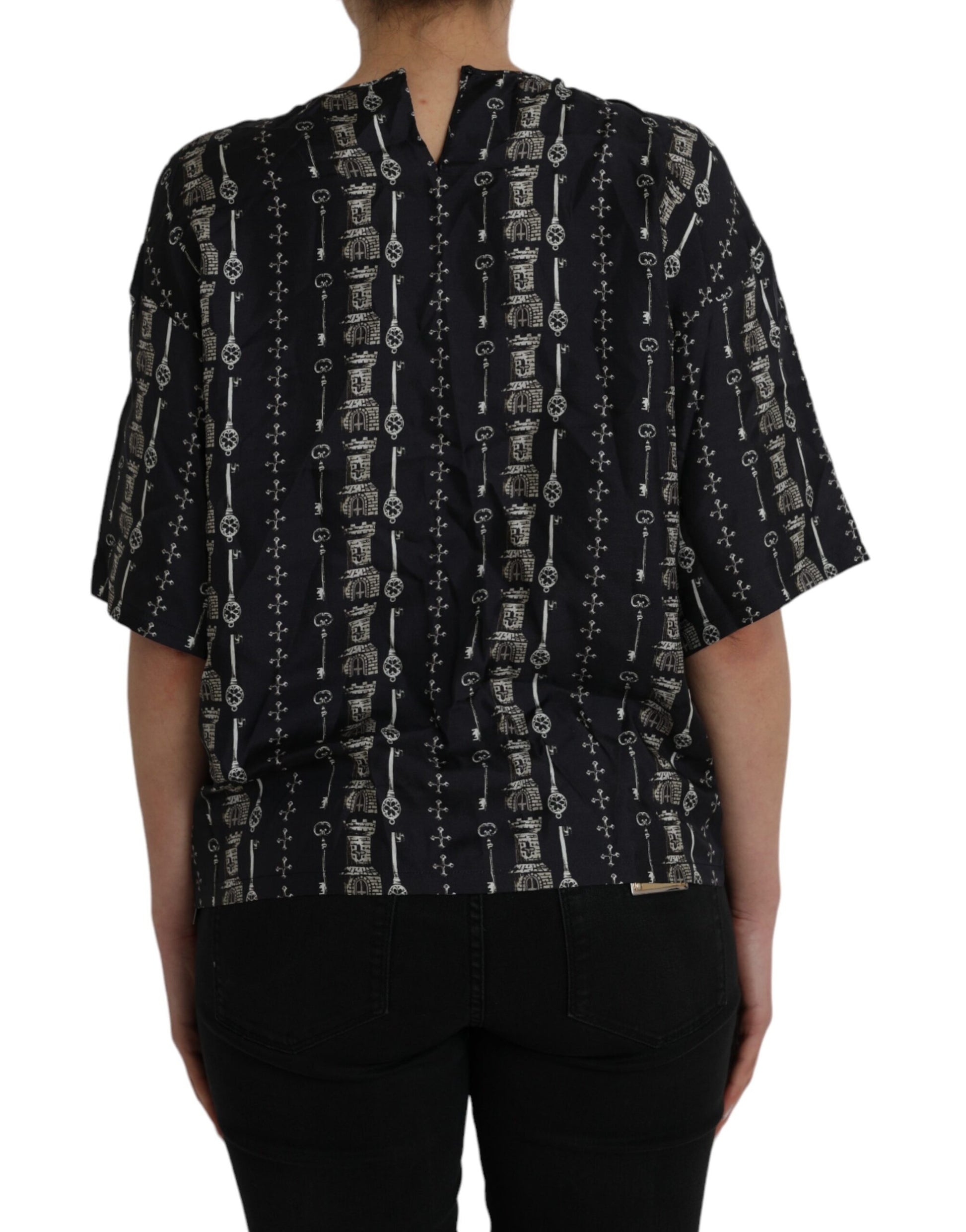Black shirt with white pattern on back