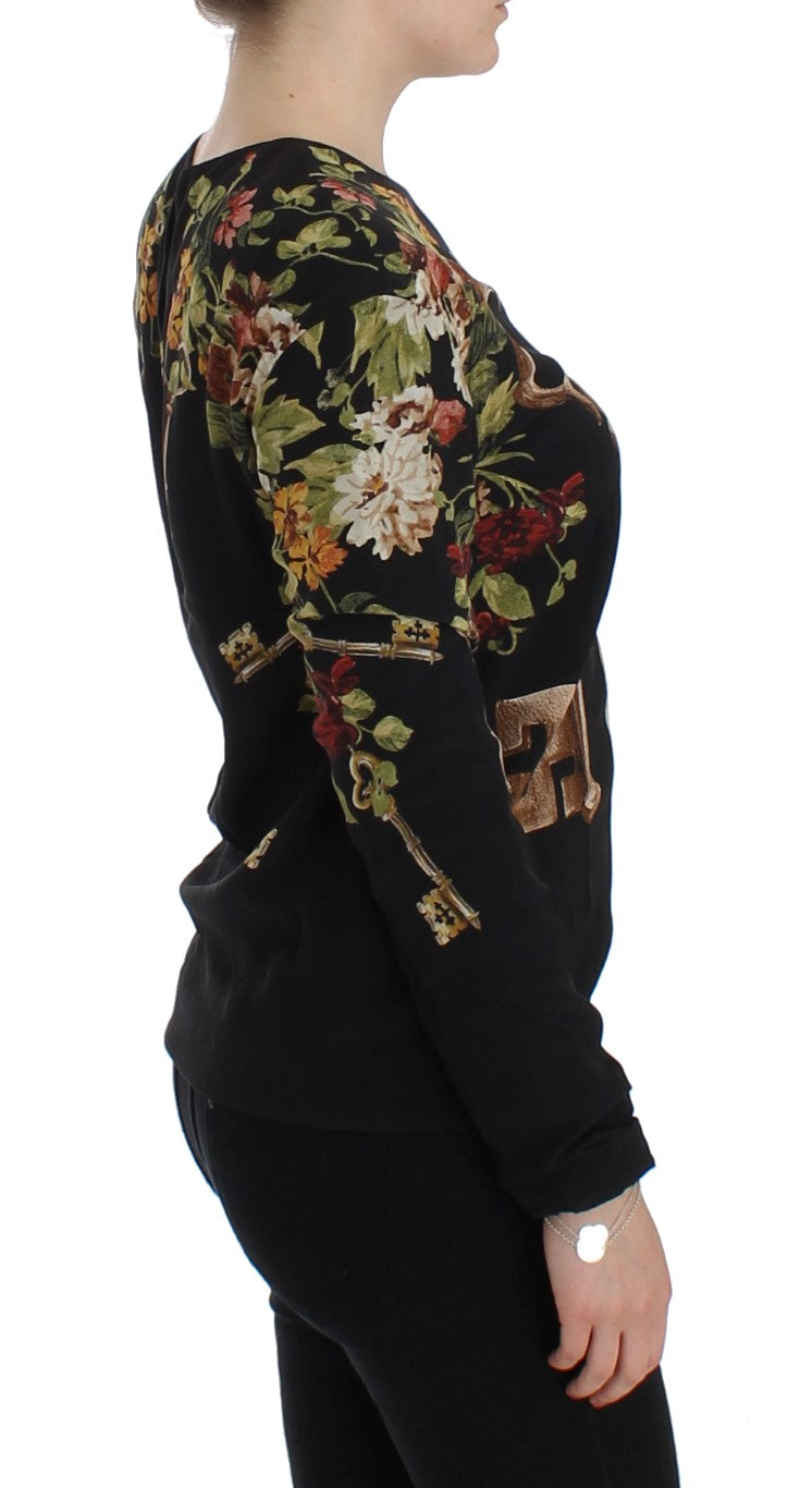 Floral print long sleeve top on a woman
