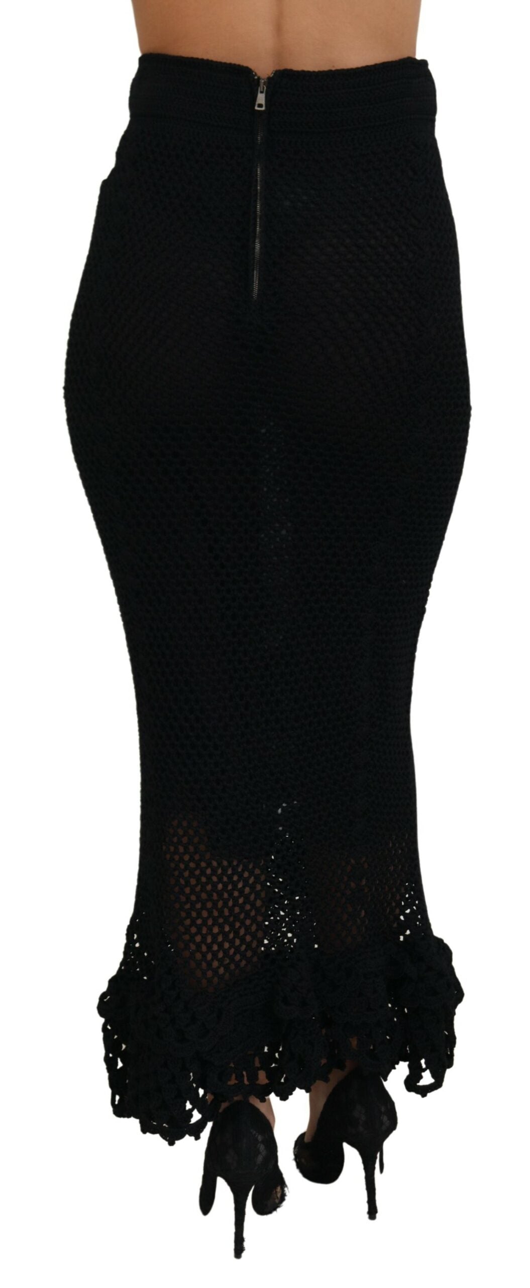 Black pants with ruffled hem
