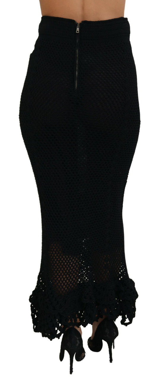 Black pants with ruffled hem