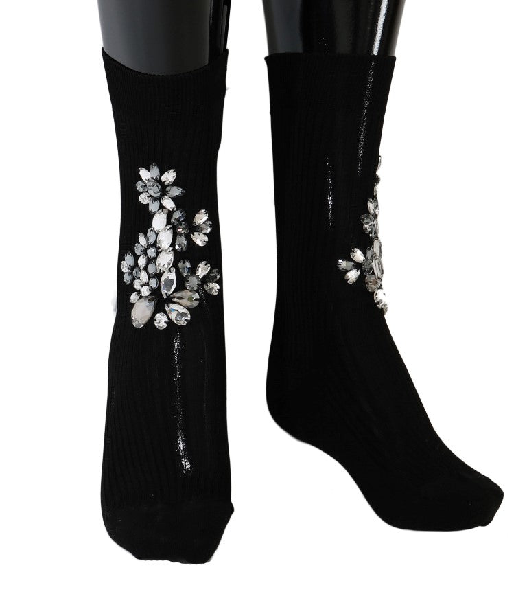 Black socks with sparkly embellishments on top