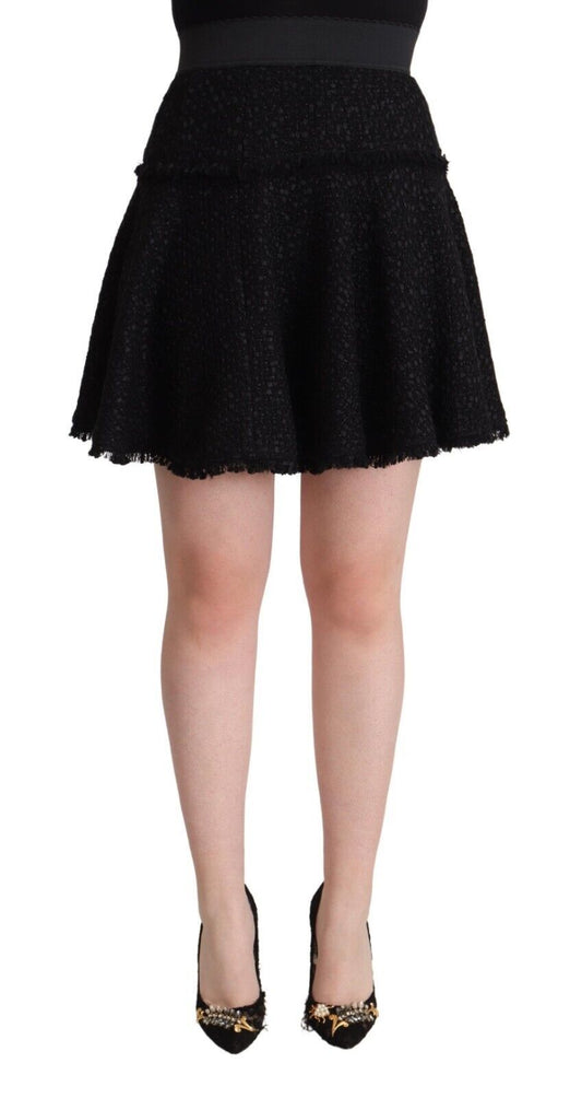 Black sequined dress with short skirt and high heels