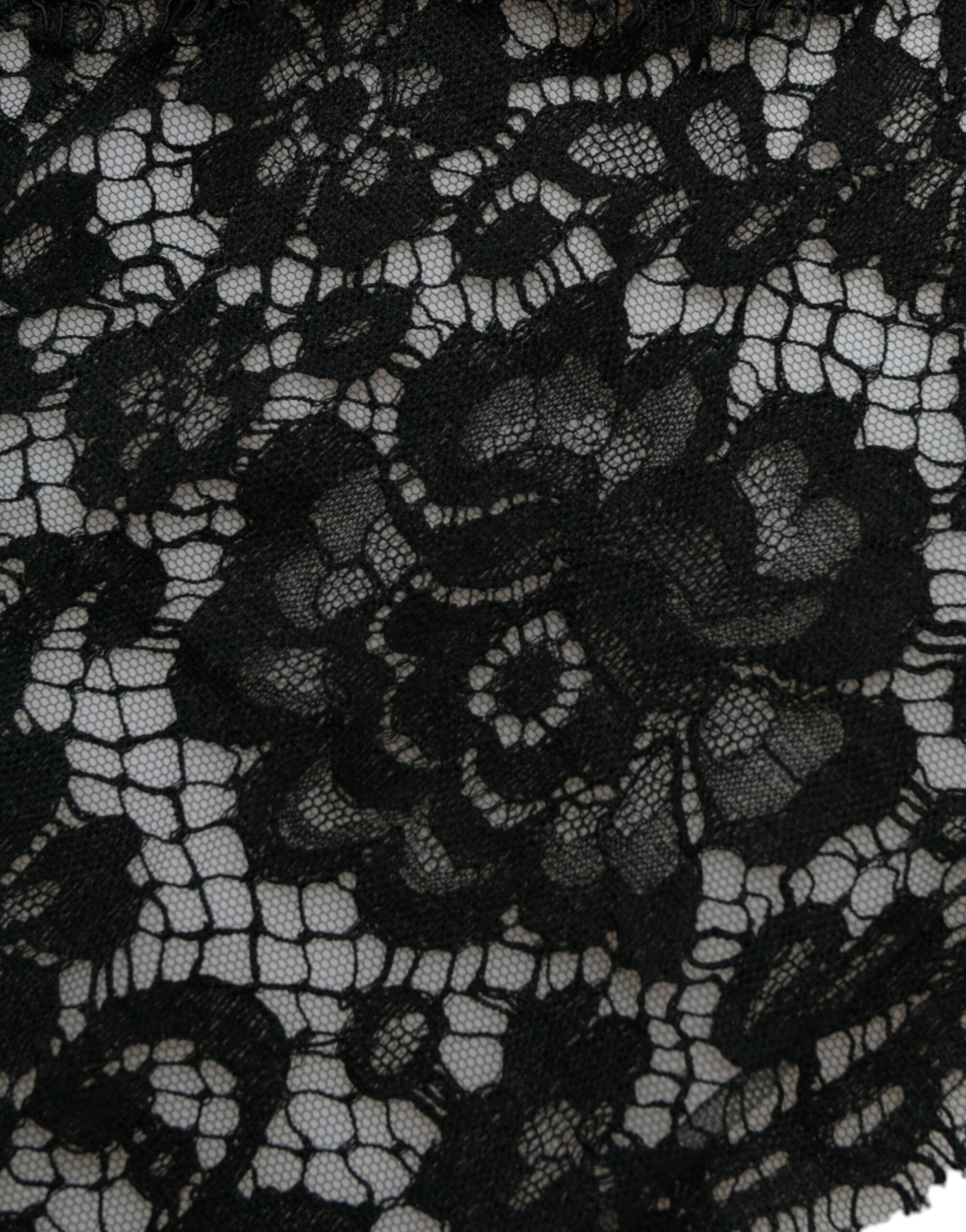 A black lace dress with crystal embellishments