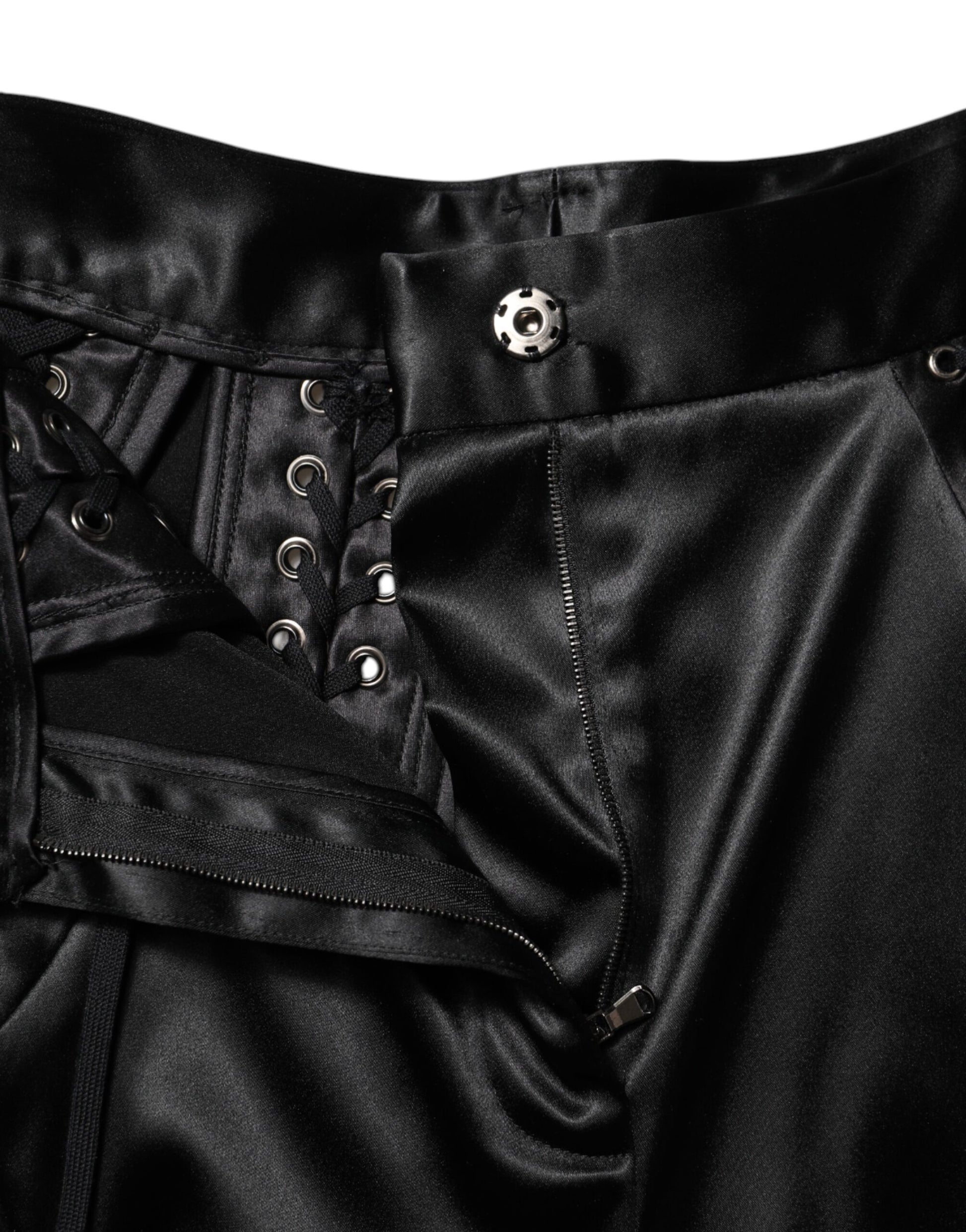 Black leather pants with zippers and studs