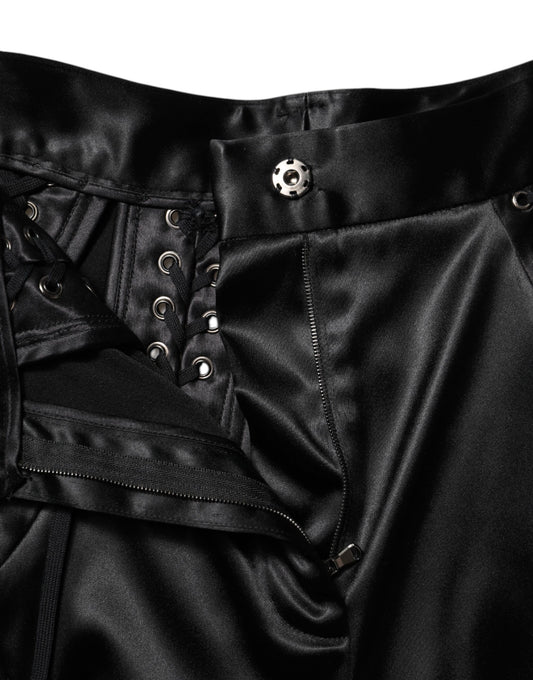 Black leather pants with zippers and studs