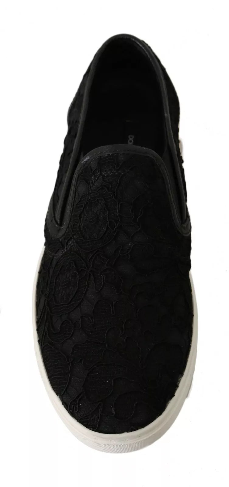 A pair of black lace-up slip-on shoes with a leather upper and logo detailing