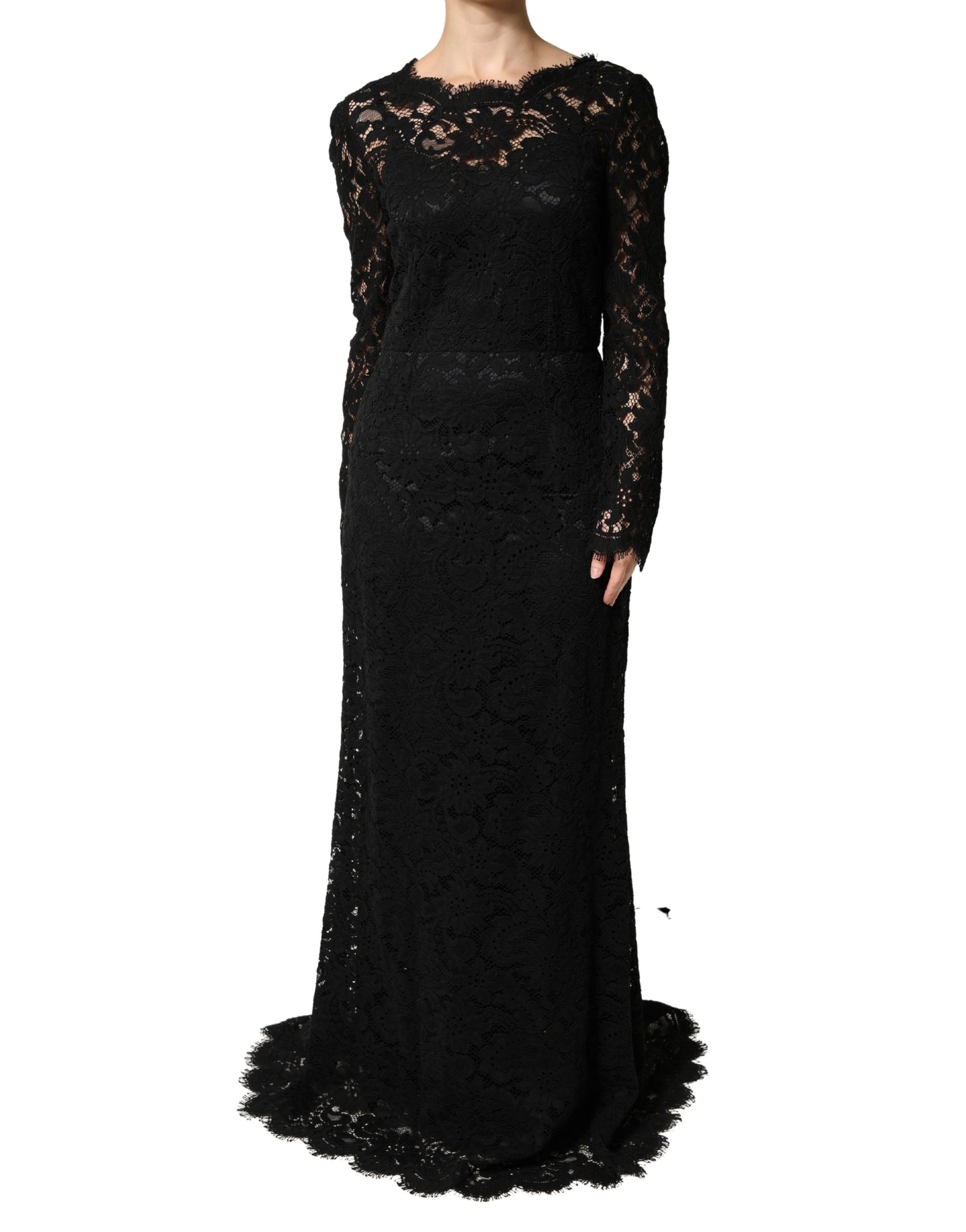 A black lace long sleeve maxi dress from Dolce & Gabbana