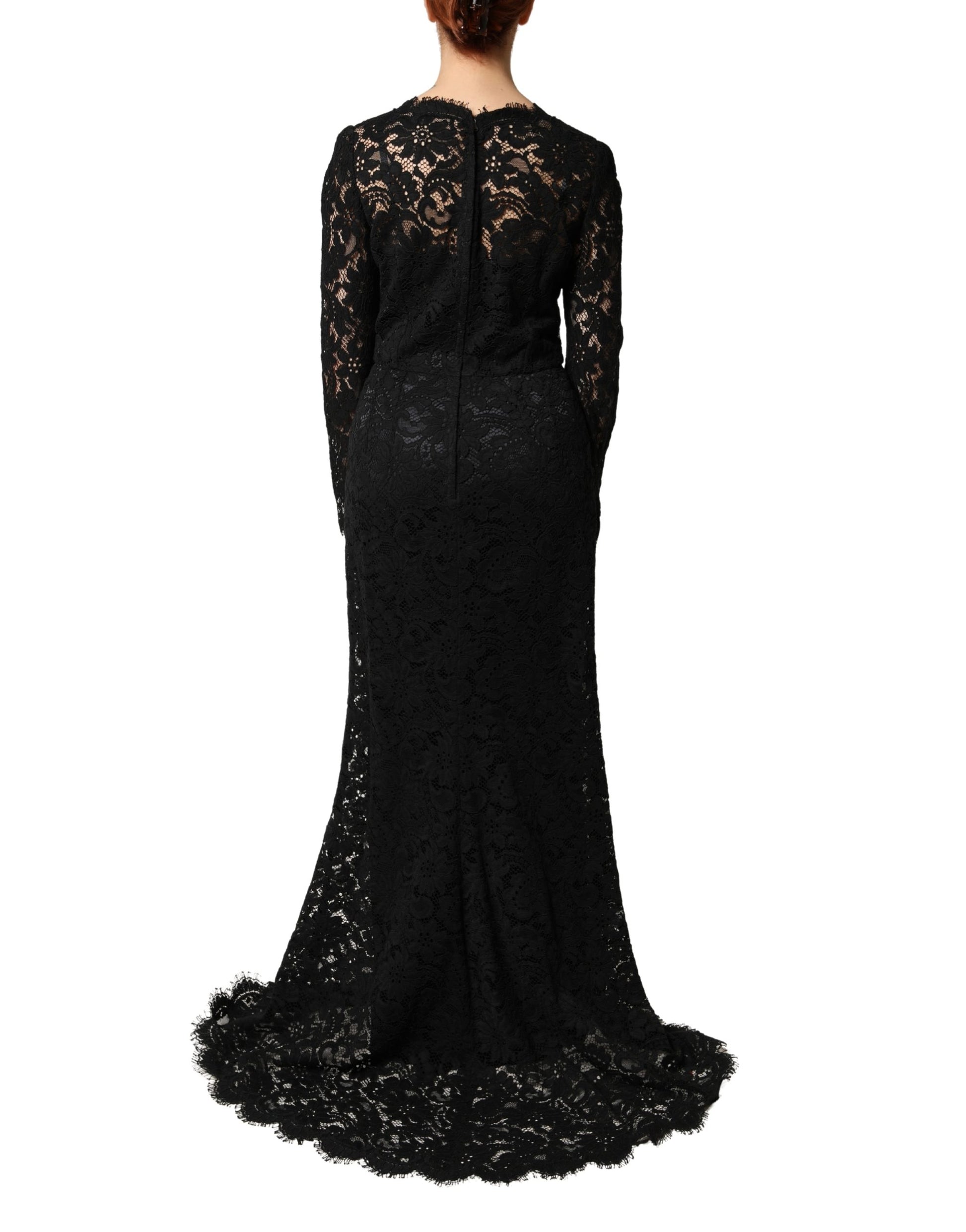 A black lace long sleeve maxi dress by Dolce & Gabbana