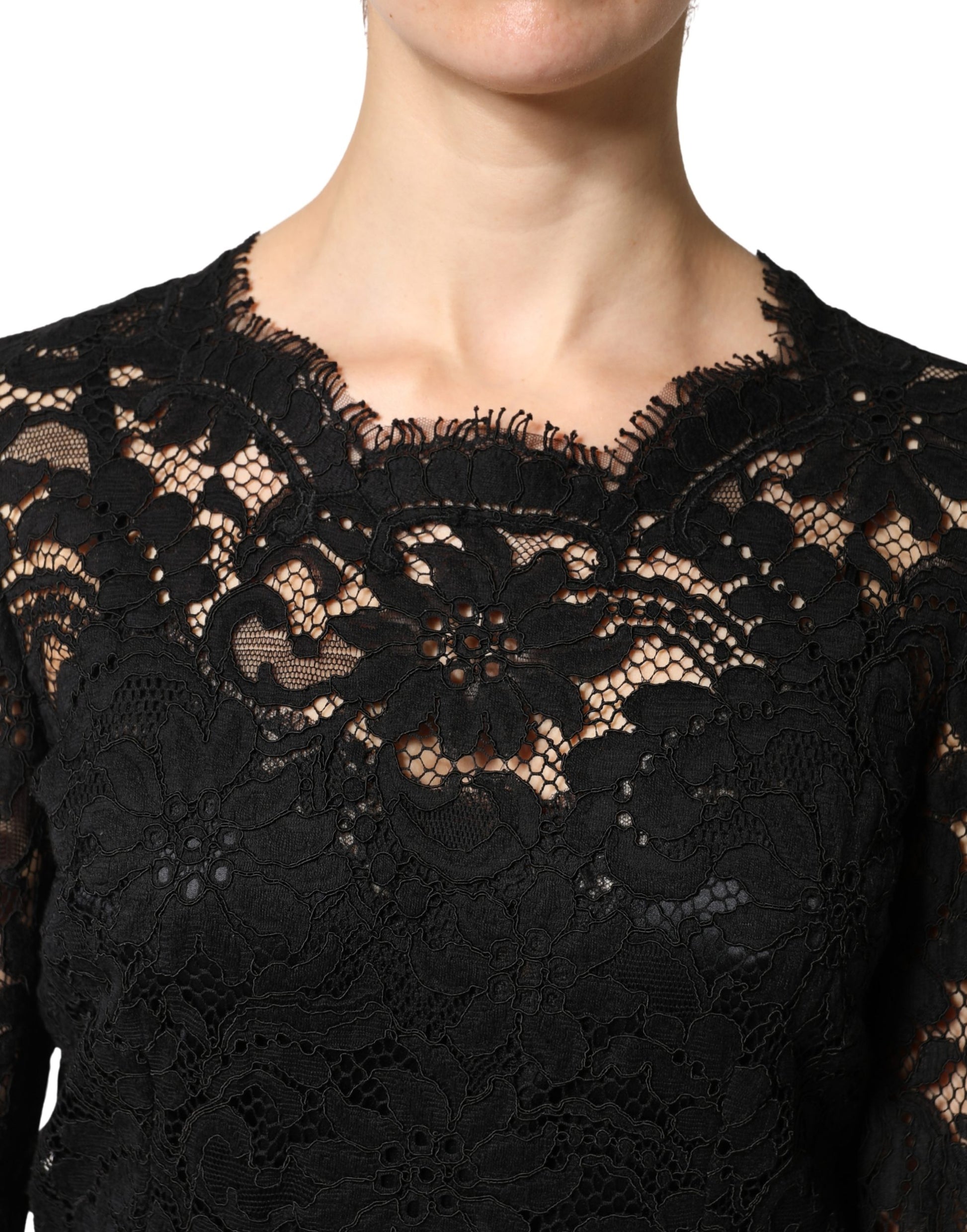 A black lace long sleeve maxi dress by Dolce & Gabbana