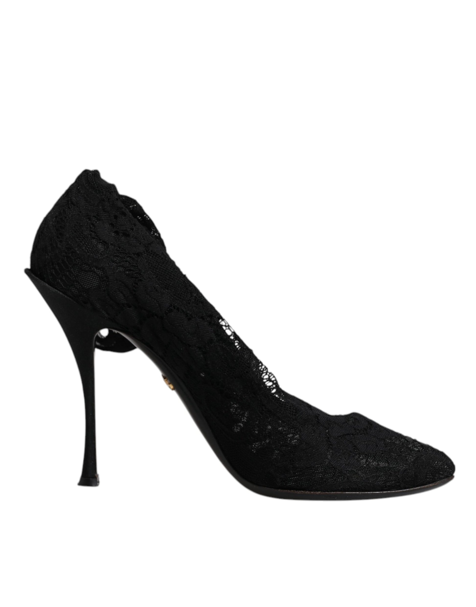 Black lace high heel shoe