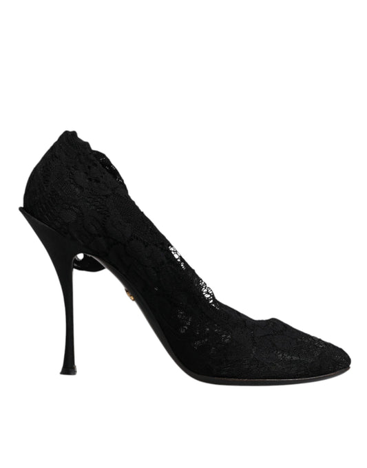 Black lace high heel shoe