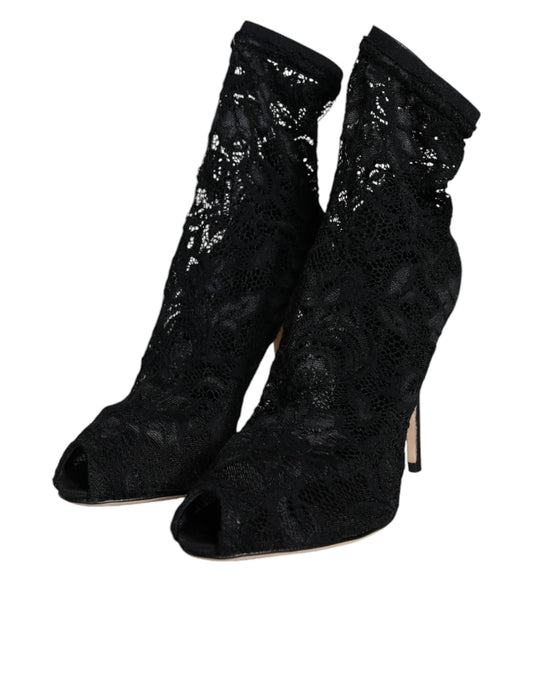Black lace up boots with heels