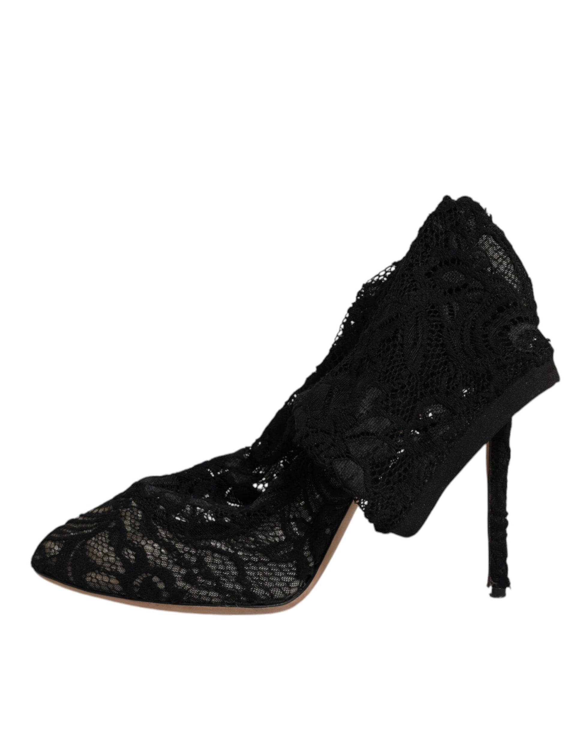 Black lace high heel shoe
