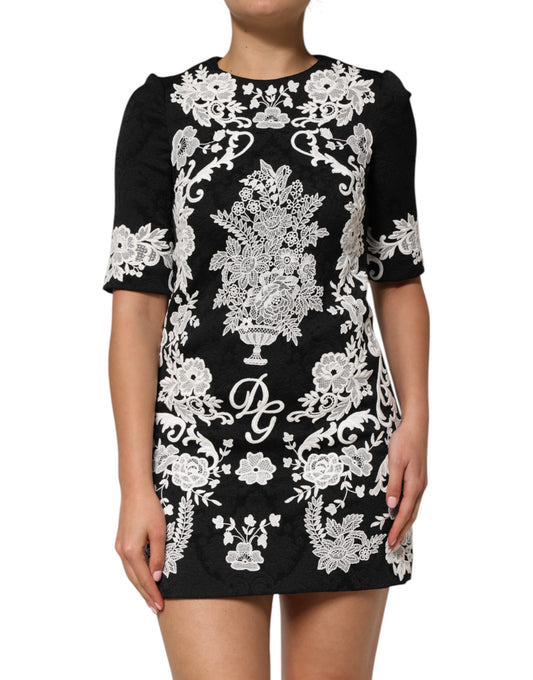 Black dress with white floral pattern
