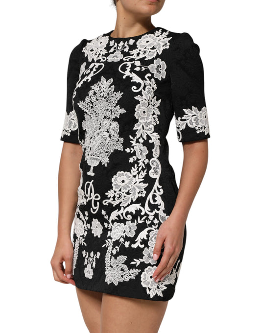 Black dress with white floral pattern