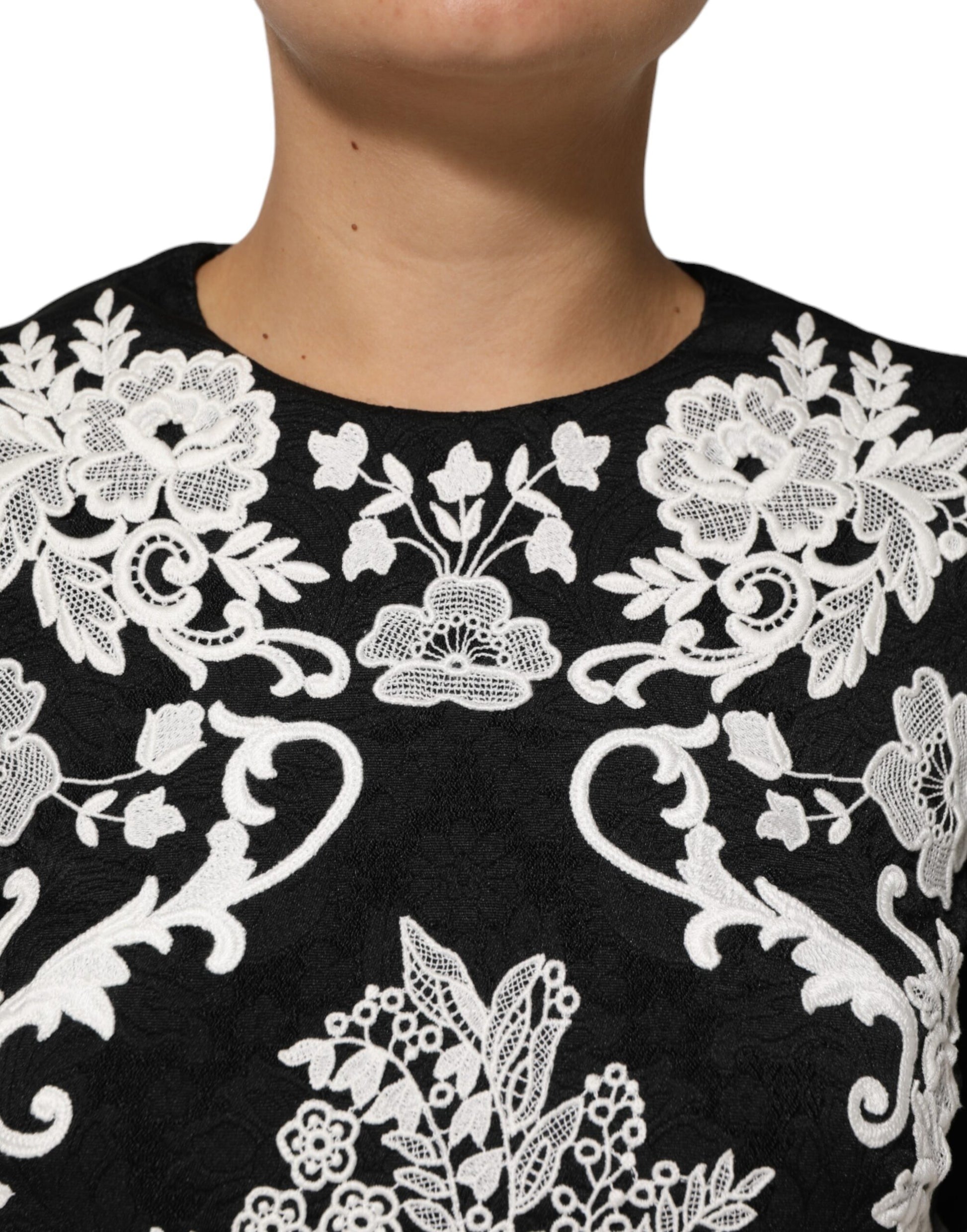 Black lace embroidered top