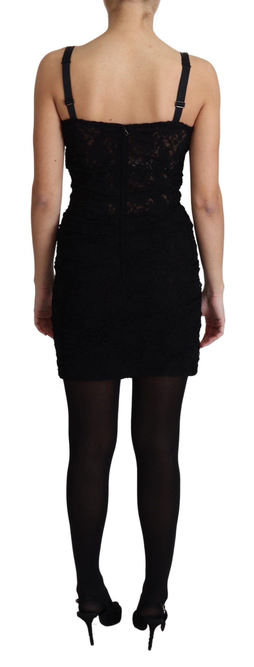 A black lace up corset bustier mini dress with floral pattern