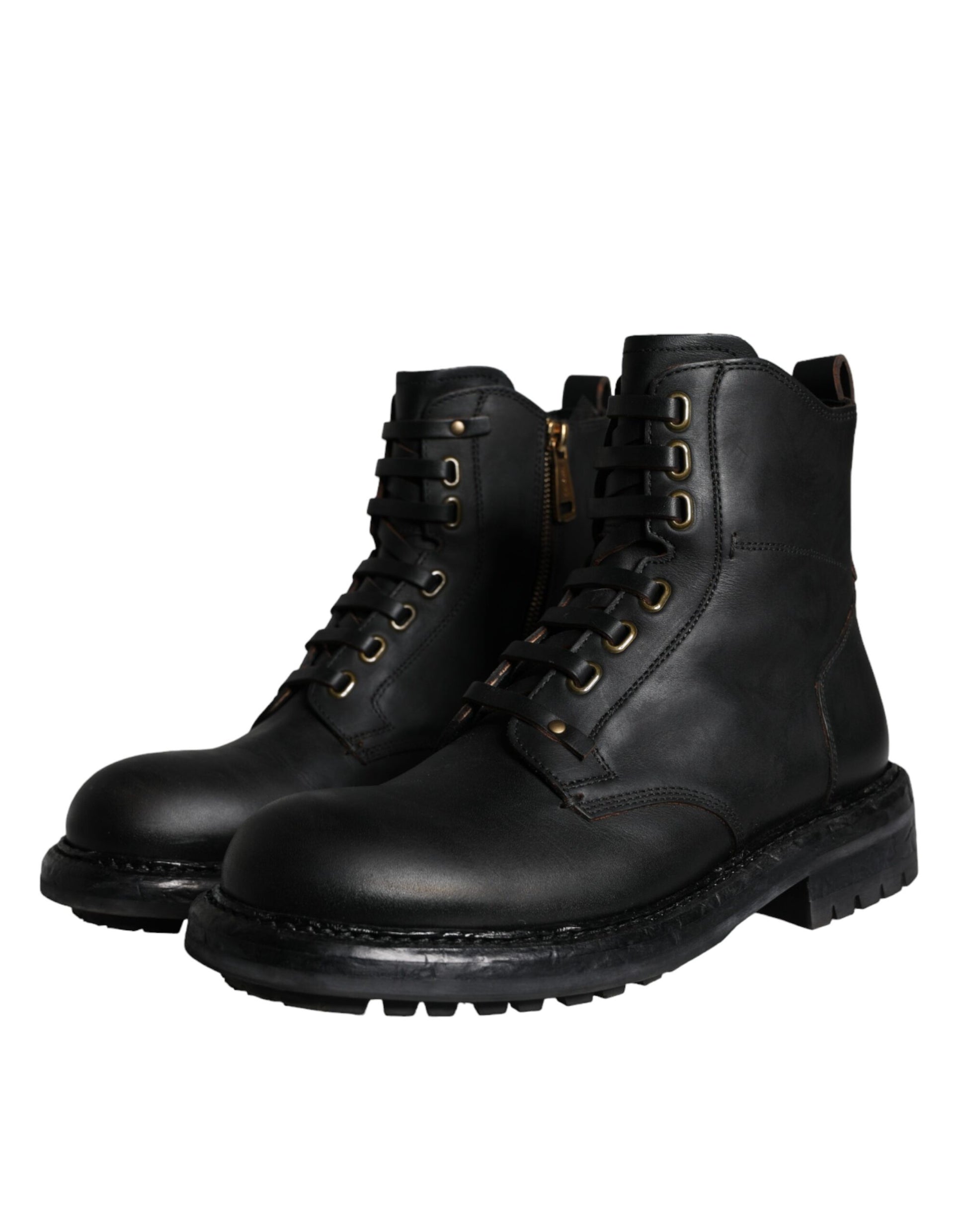 Pair of black leather work boots