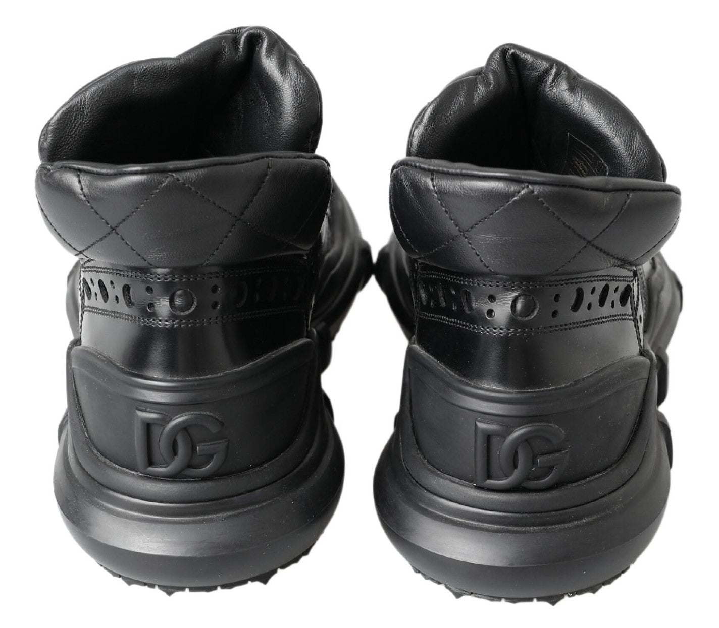 Pair of black sneakers with white logo on side