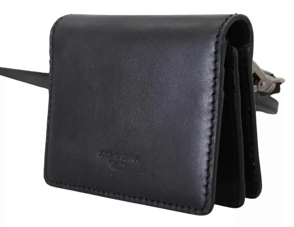 Black leather wallet with stitching details
