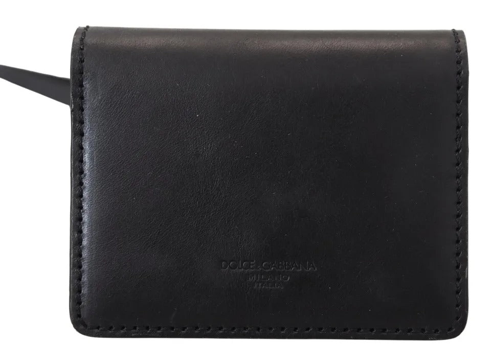 Black leather wallet with stitching details