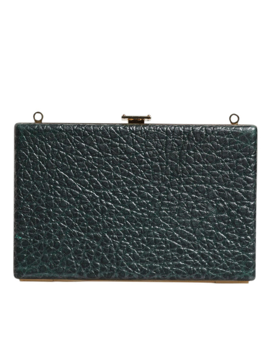 Closed black leather wallet with gold accents