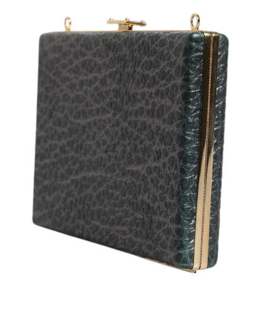 Black clutch purse with gold accents