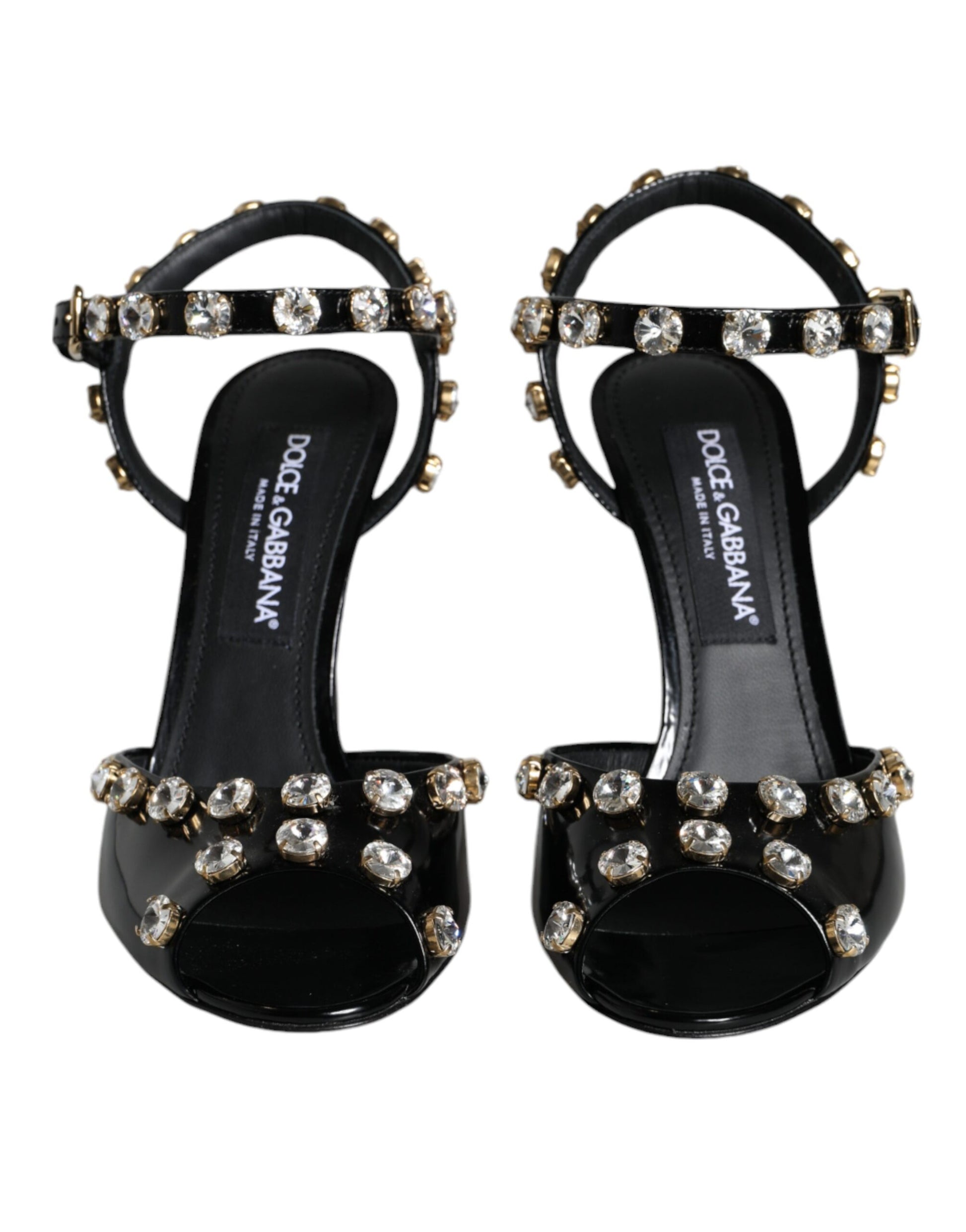 Black high heel shoes with gold studs