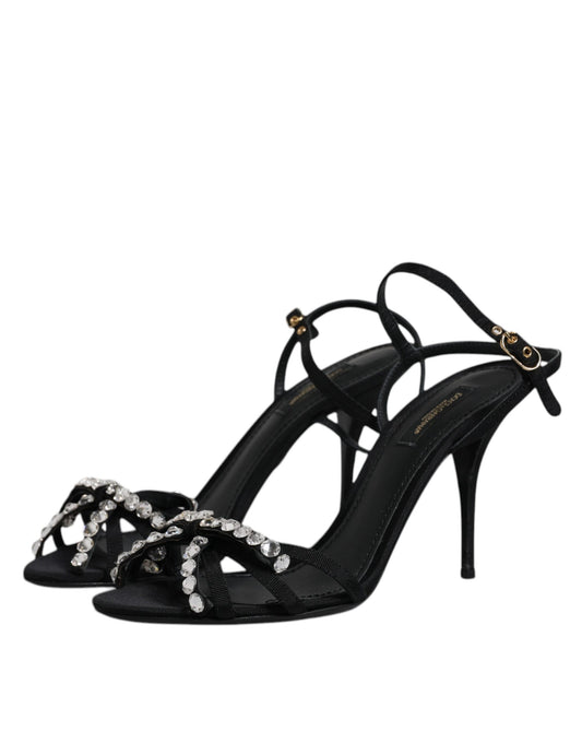 High heel shoe with embellishments on straps