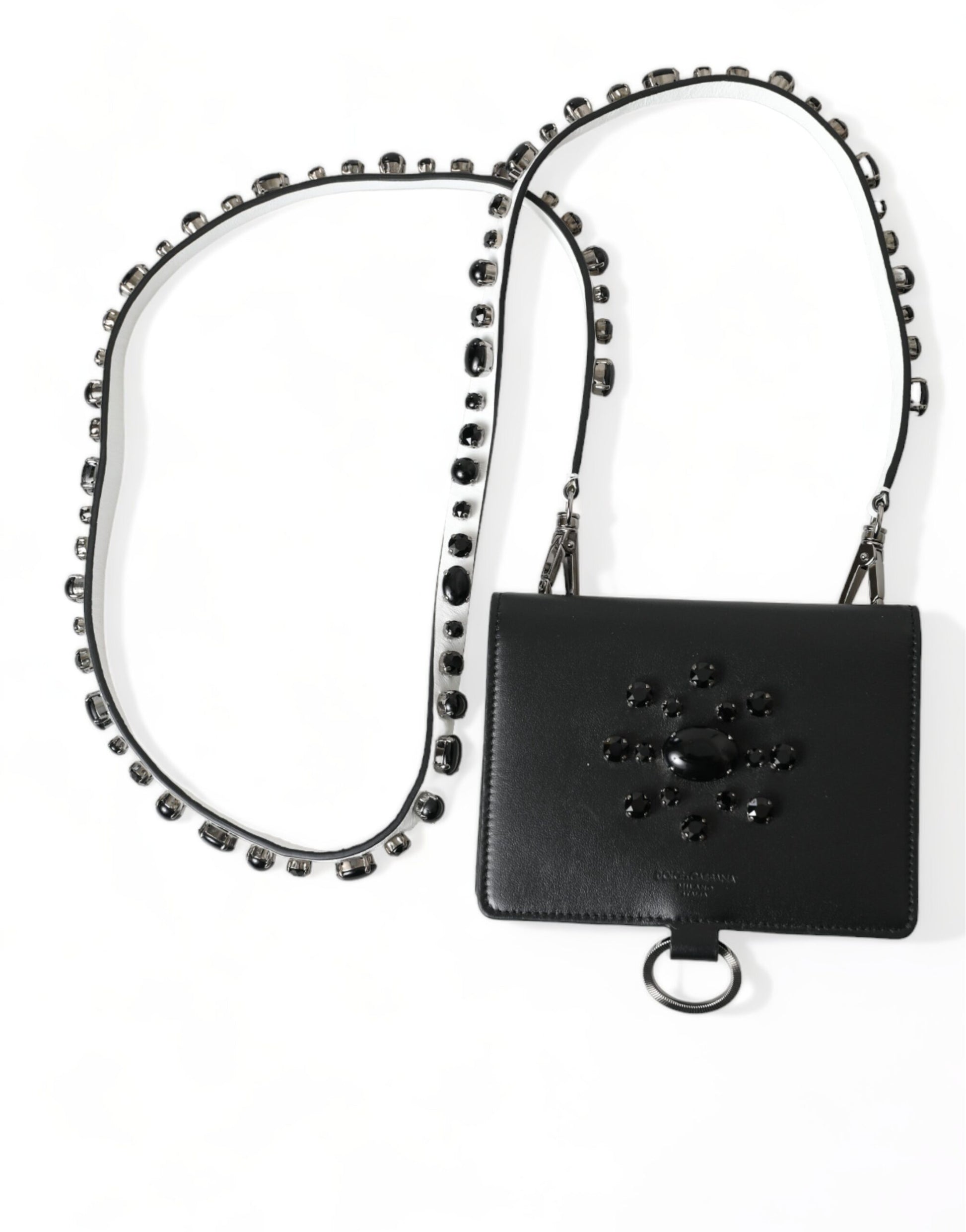 Black purse with silver chain strap