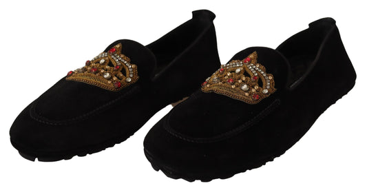 Pair of black velvet shoes with gold embroidery and red stones