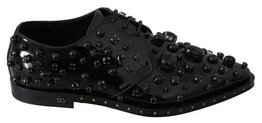 Black shoe with studs and rhinestones on top