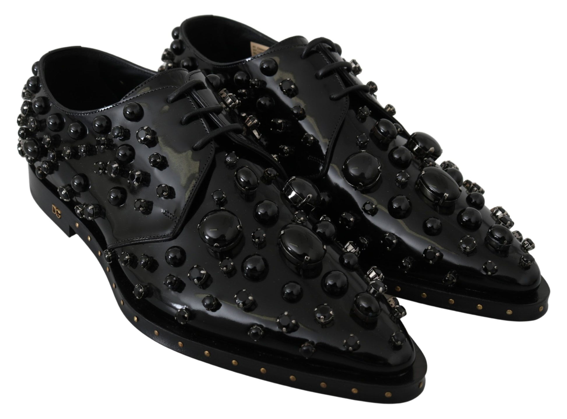 Black shoes with studs and rhinestones