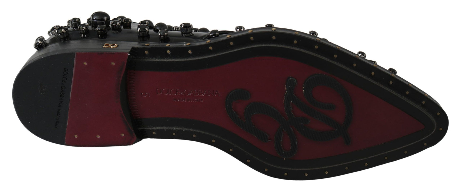 Red and black cleat with white laces