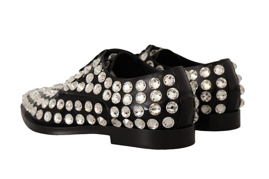 Black shoes with multiple rows of sparkling stones on top and sides