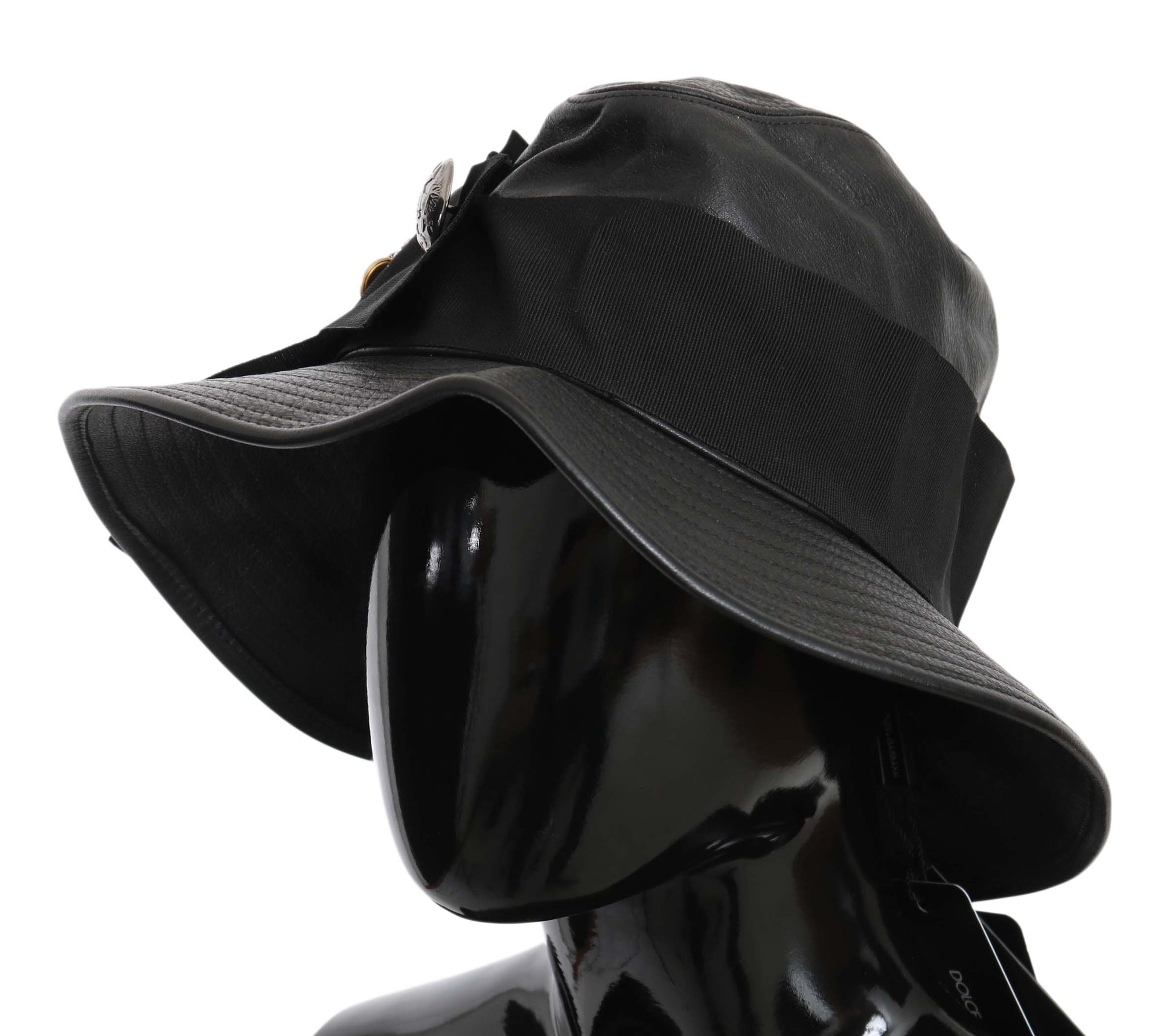 Black bucket hat on display mannequin