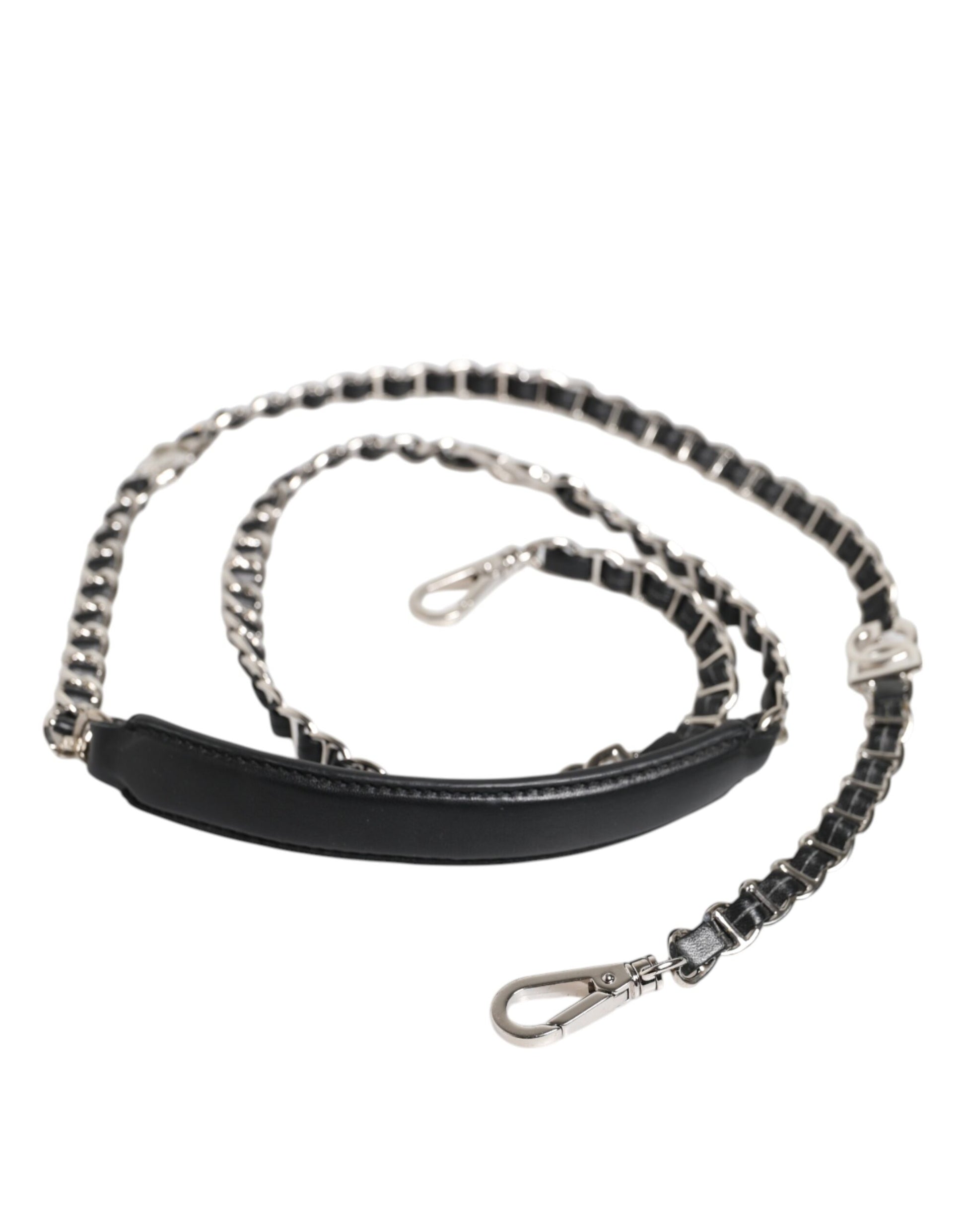 Black leather bracelet with silver beads