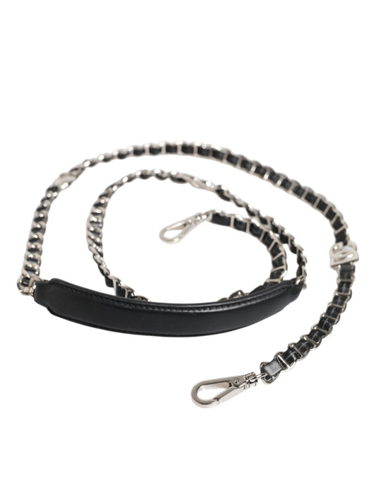 Black leather bracelet with silver beads