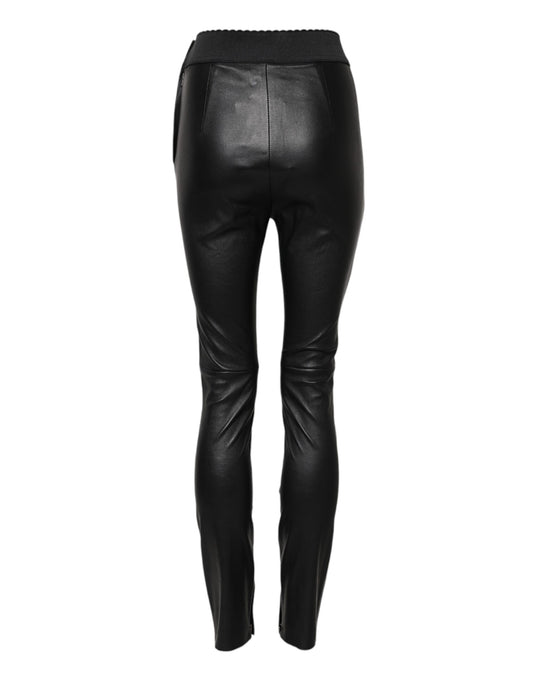 Black leather pants with zippered side pockets